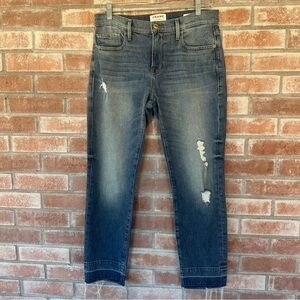 FRAME Le Boy Distressed Released Hem Relaxed Straight Cropped Jeans Women’s 27